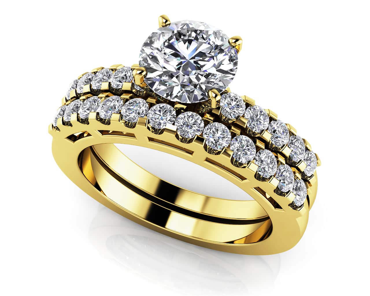 Prong Set Diamond Laden Bridal Set Diamond  with 1.73 ct. (1.00 ct. center diamond) - Image 2