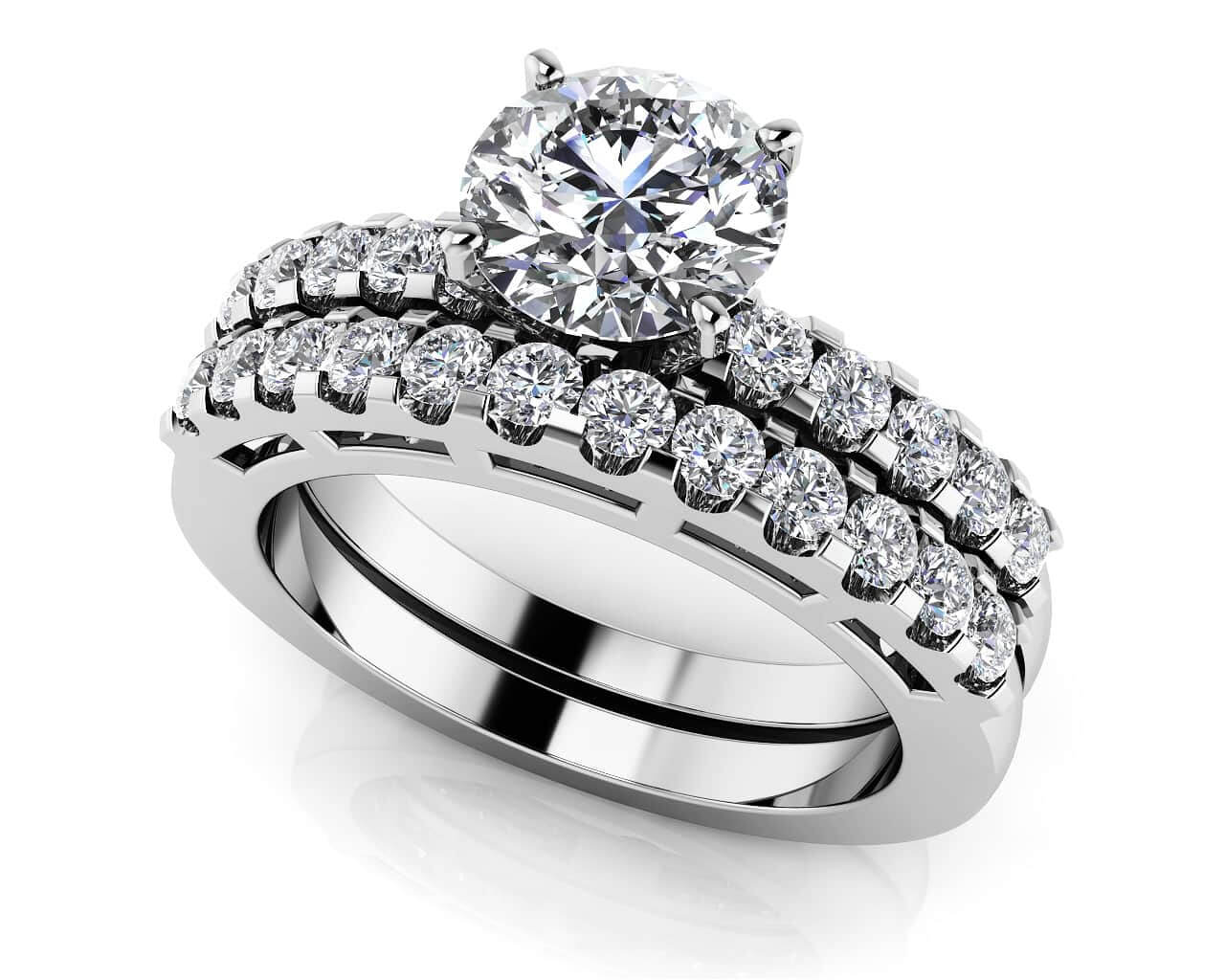 Prong Set Diamond Laden Lab-Grown Diamond Bridal Set with 1.23 ct. (0.50 ct. center diamond)