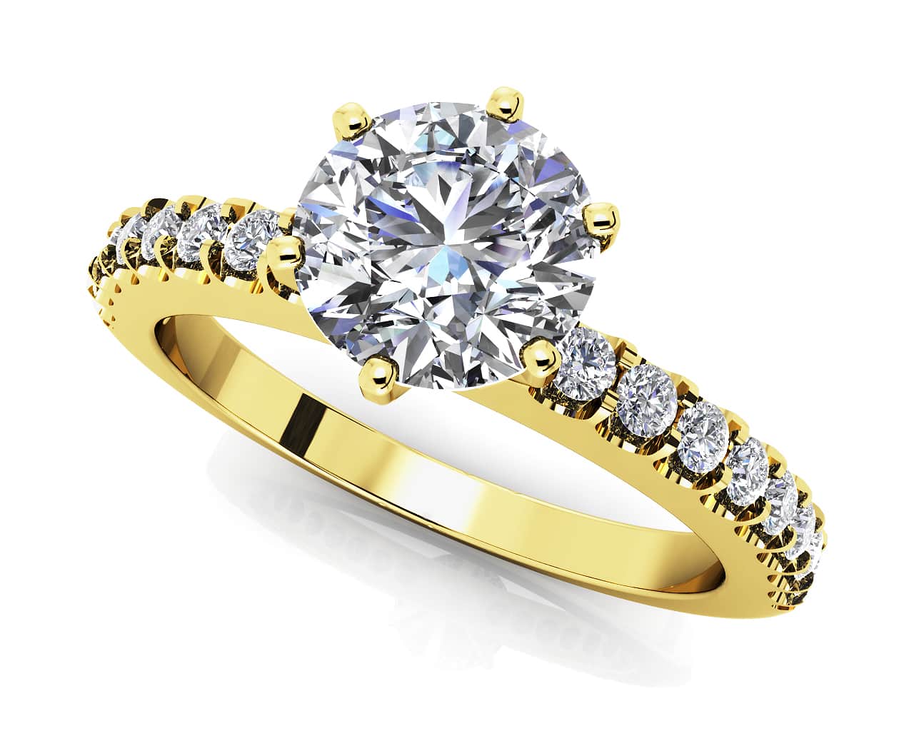 Prong Set Side Diamond Engagement Ring with 0.74 ct. (0.50 ct. center diamond) - Image 2