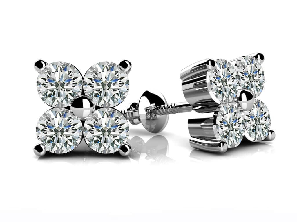 Quad Block Diamond Studs Solitaire Earrings Diamond with 2.80 ct.(finished) 4.5mm