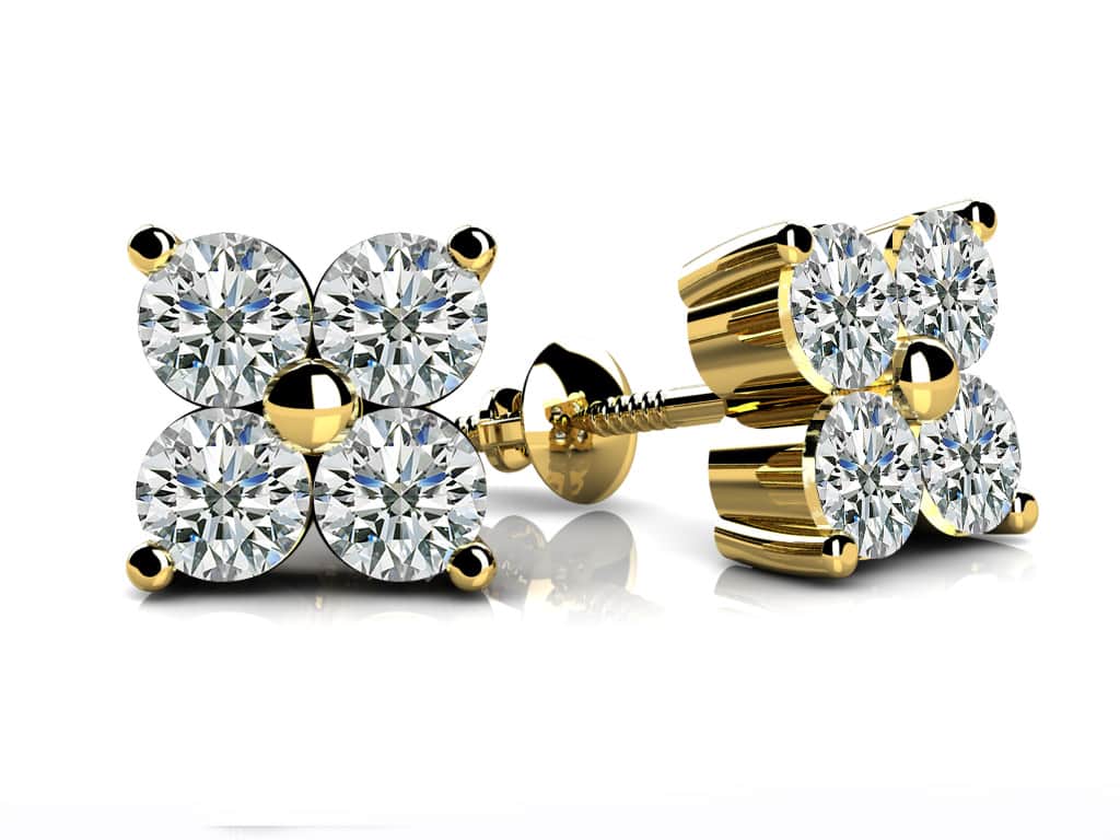 Quad Block Diamond Studs Solitaire Earrings Lab-Grown Diamond with 2.00 ct.(finished) 4mm - Image 2