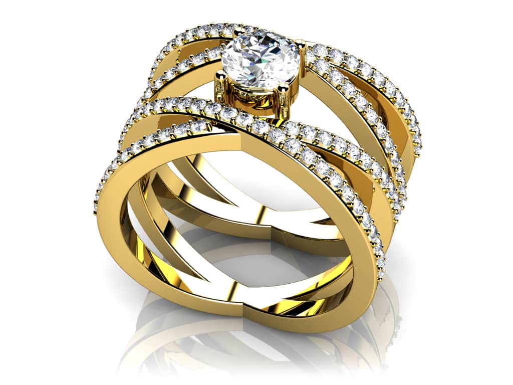 Quad Strand Diamond Wedding Anniversary Diamond Ring with 1.19 ct.(finished) 1.1mm, 5mm - Image 2