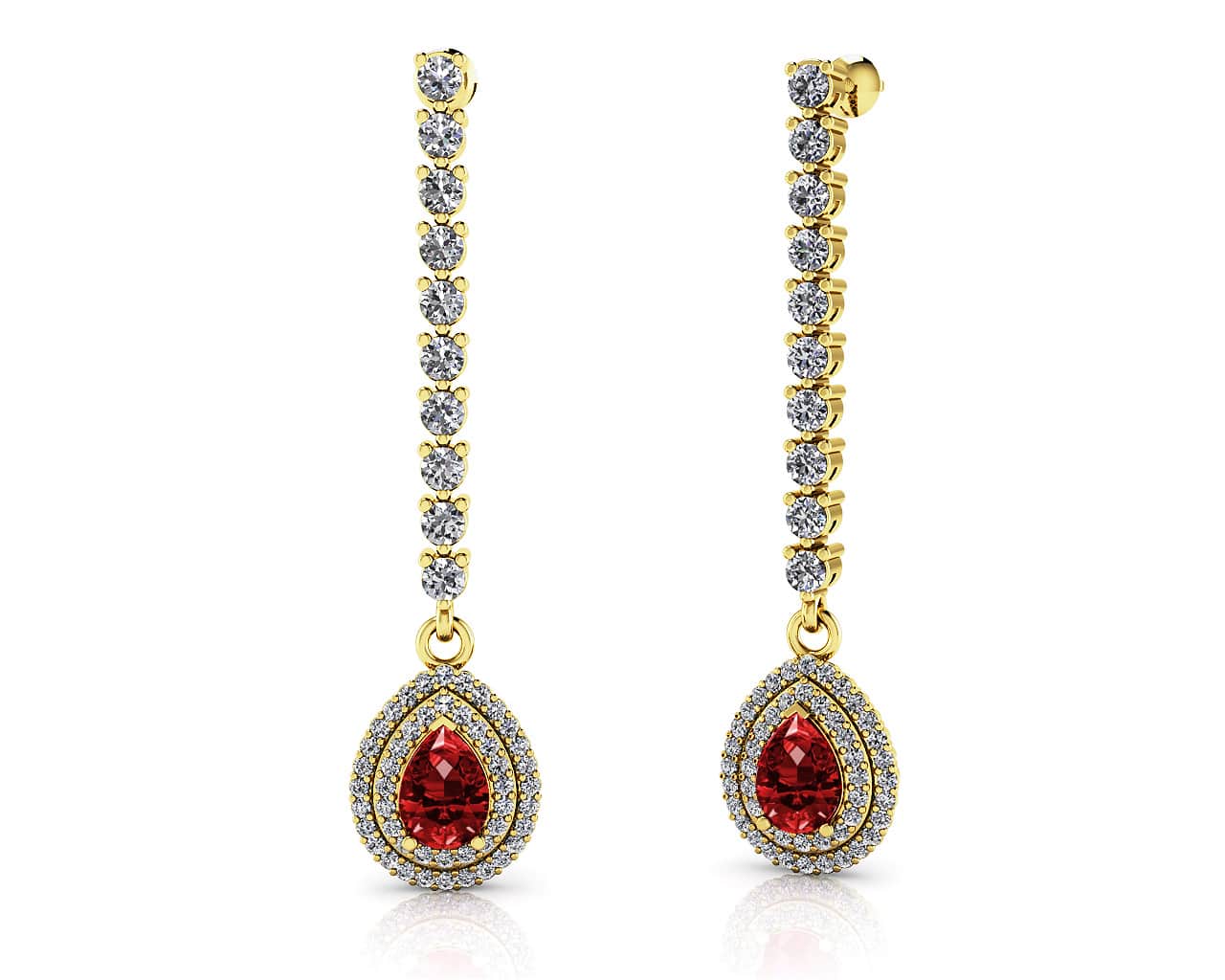 Radiant Beauty Diamond And Gem Pear Drop Lab-Grown Diamond Earrings with 3.08 ct.(finished) 7x5mm, 1mm, 2.3mm - Image 2