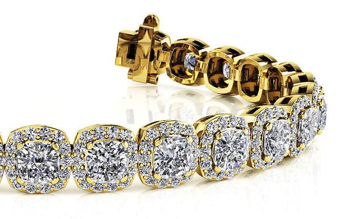 Radiant Cushion Cut Halo Diamond Tennis Diamond Bracelet with 11.55 ct.(finished) 1.1mm, 4mm - Image 2