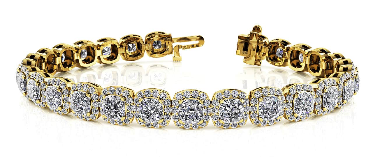 Radiant Cushion Cut Halo Diamond Tennis Diamond Bracelet with 11.55 ct.(finished) 1.1mm, 4mm - Image 4