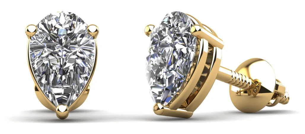 Radiant Romance Pear Shaped Stud Diamond Earrings with 1.50 ct.(finished) 8x5mm - Image 2