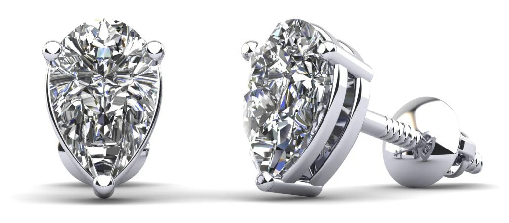 Radiant Romance Pear Shaped Lab-Grown Diamond Stud Earrings with 0.42 ct.(finished) 5x3mm