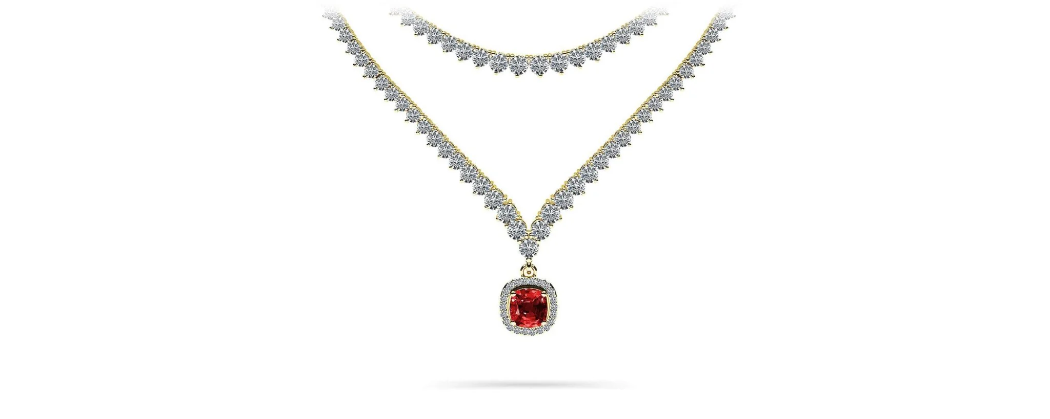 Ravishing Cushion Cut 2 Row 3 Prong Lab-Grown Diamond Necklace with 16.10 ct.(finished) Emerald - Image 2