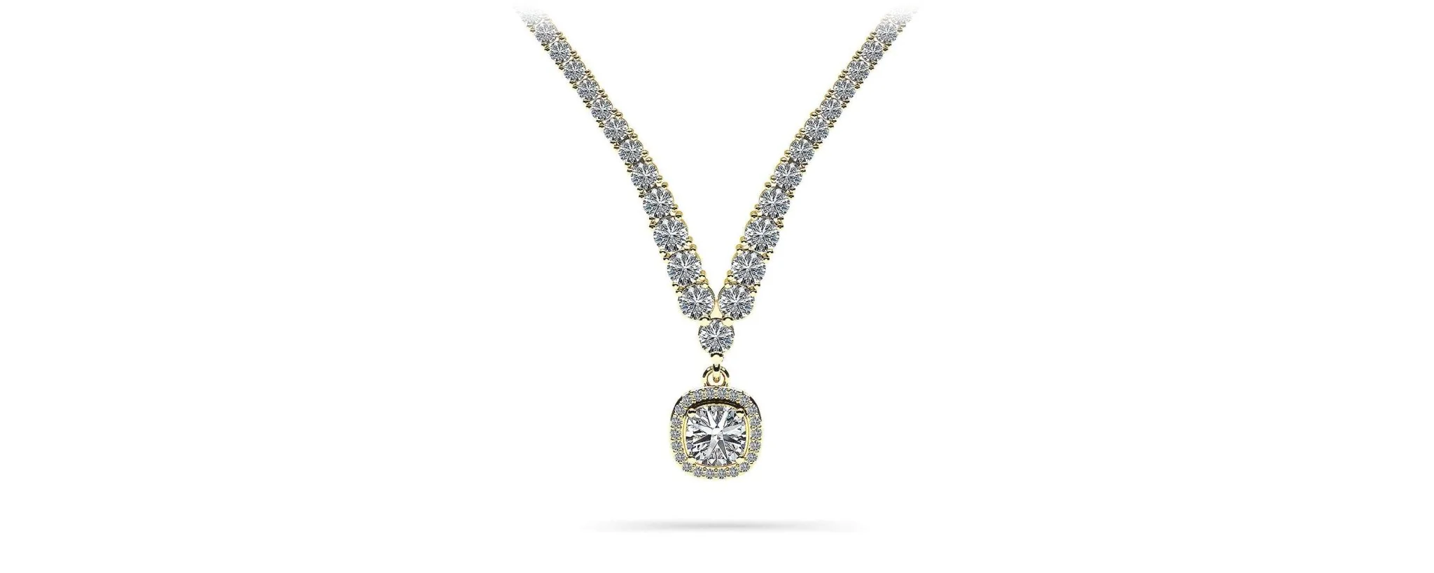 Ravishing Cushion Cut 4 Prong V Lab-Grown Diamond Necklace with 10.64 ct.(finished) - Image 2