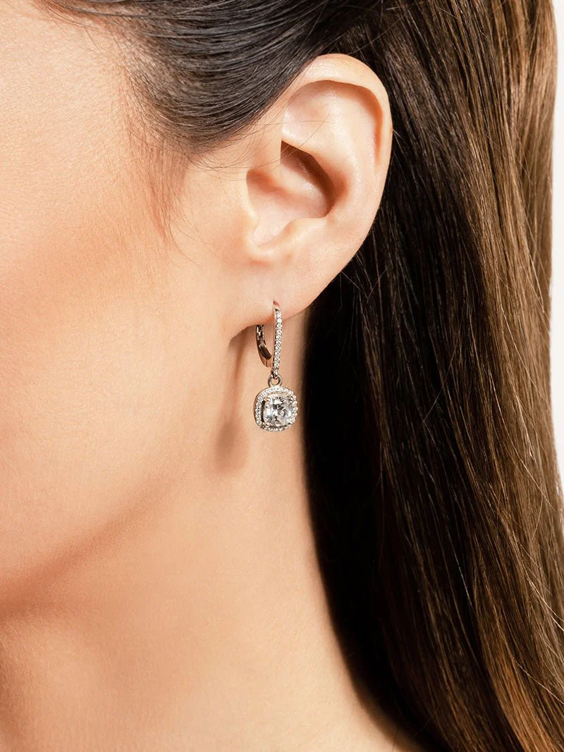 Ravishing Cushion Cut Diamond Drop Earring Lab-Grown Diamond with 1.36 ct. (2X0.50 ct. center diamonds) - Image 3