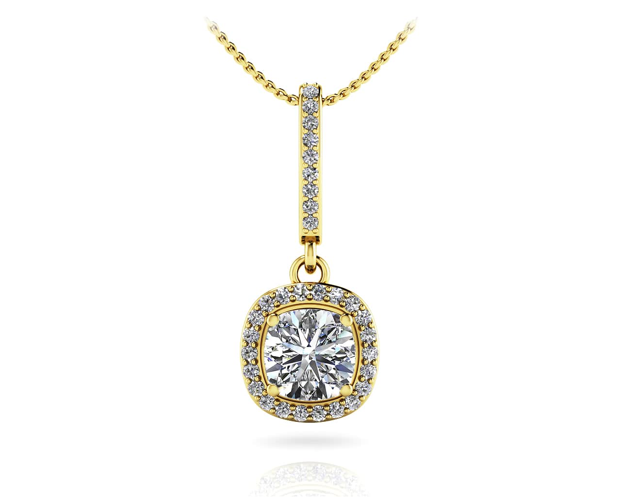 Ravishing Cushion Cut Diamond Drop Pendant with 1.72 ct. (1.50 ct. center diamond) - Image 2