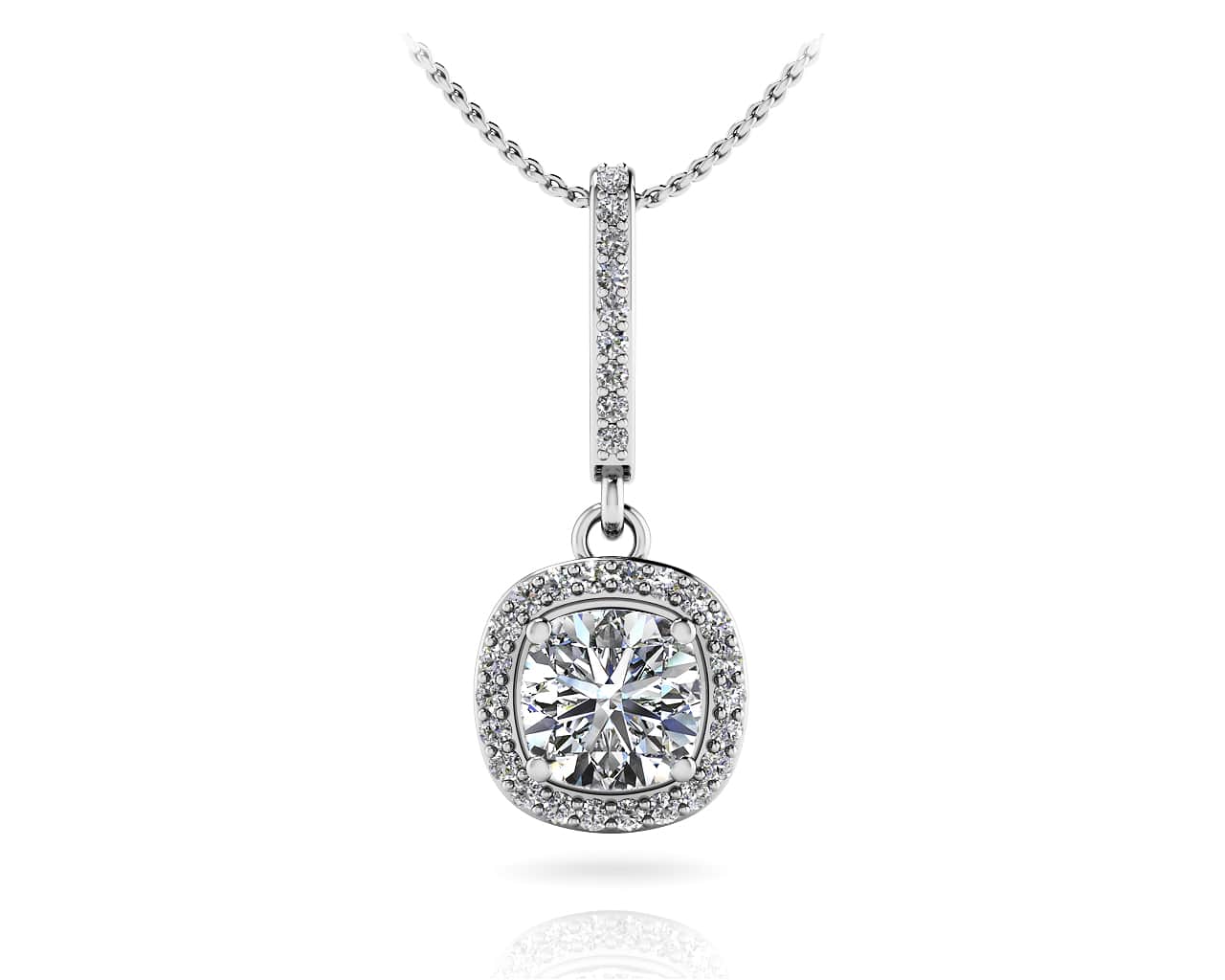 Ravishing Cushion Cut Diamond Drop Lab-Grown Diamond Pendant with 1.20 ct. (1.00 ct. center diamond)