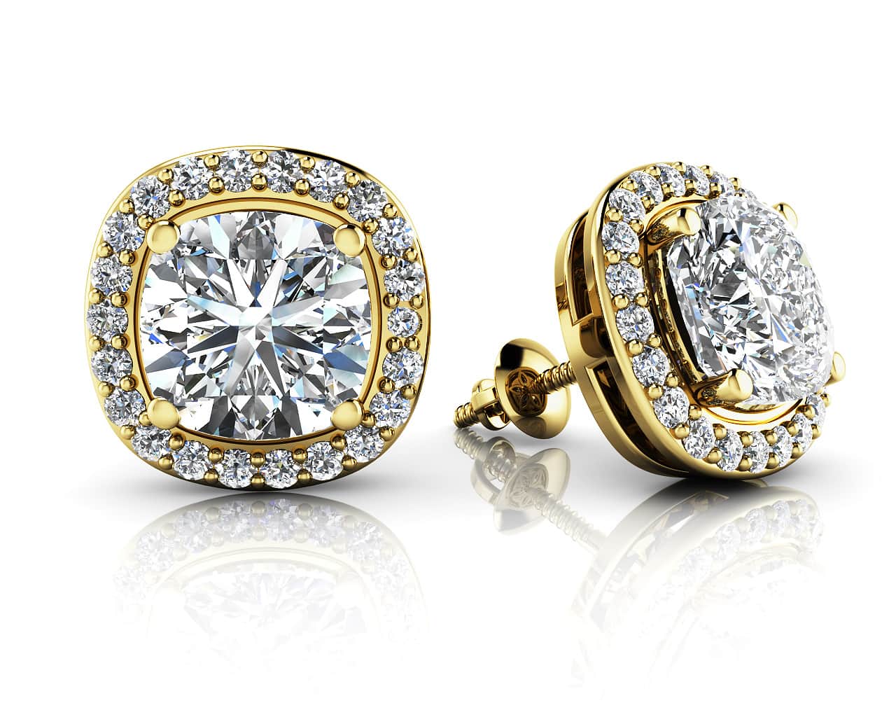 Ravishing Cushion Cut Diamond Diamond Studs with 1.22 ct. (2X0.50 ct. center diamonds) - Image 2