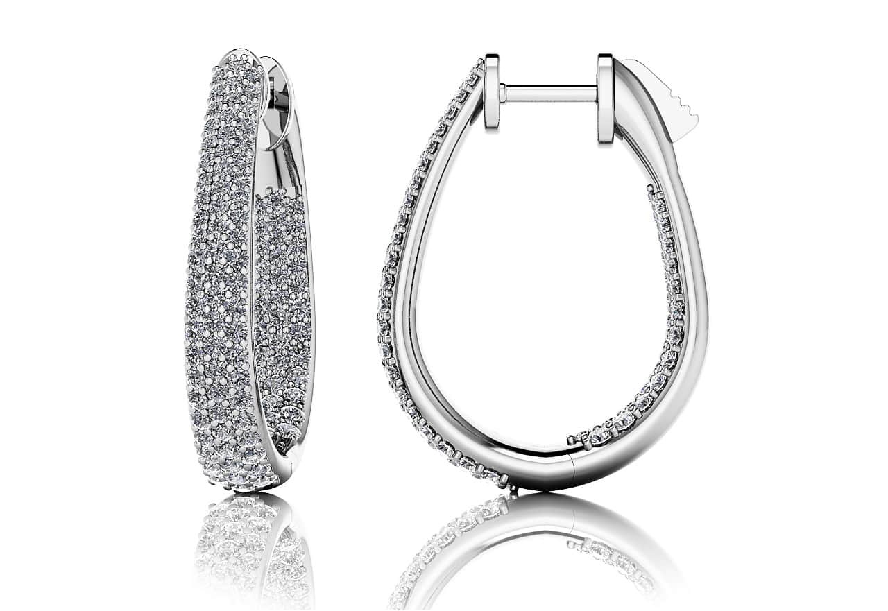 Ravishing Diamond Oval Lab-Grown Diamond Earrings with 1.55 ct.(finished) 1mm, 1.2mm, 1.4mm