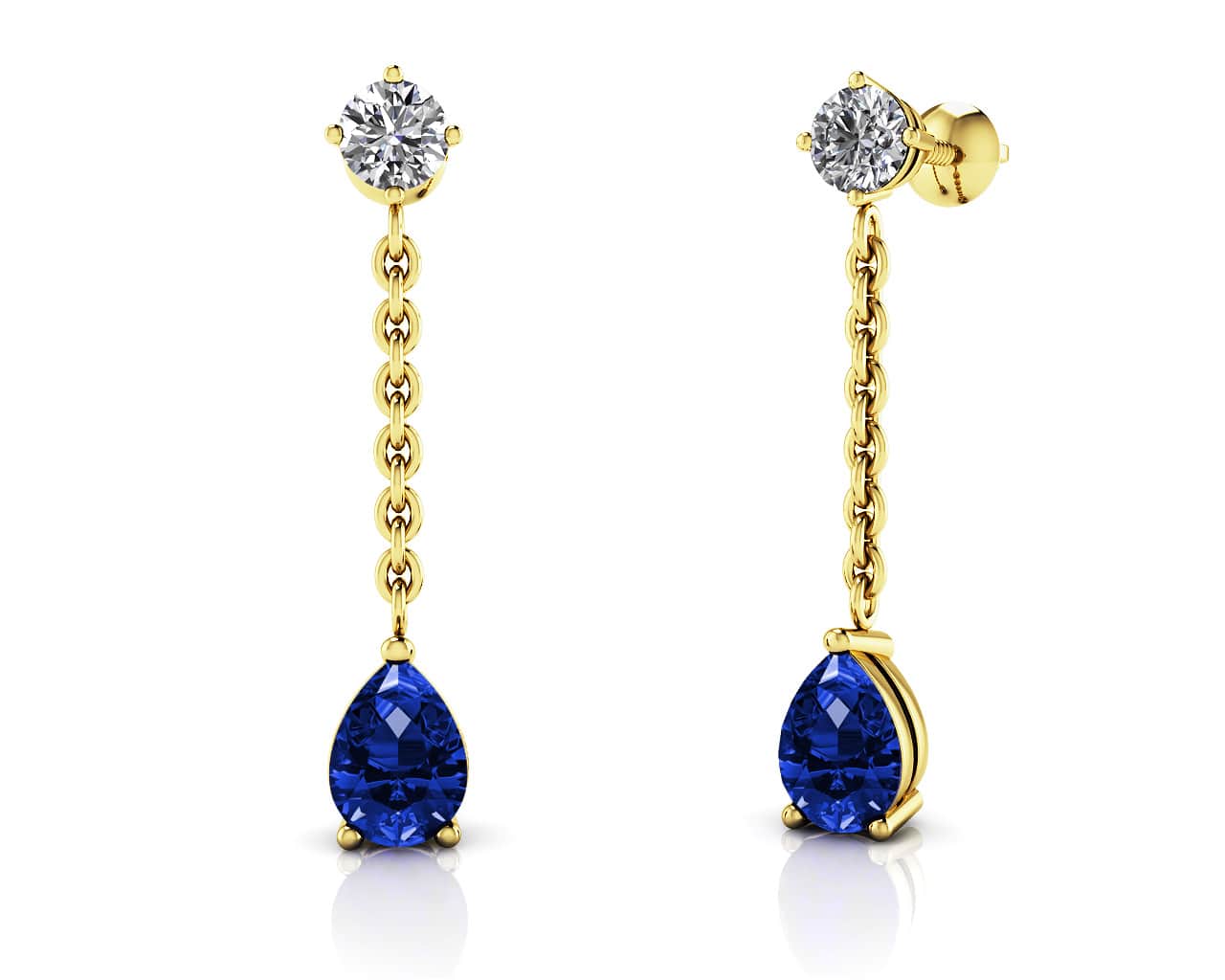 Ravishing Pear Shape Drop Diamond Earrings with 1.42 ct.(finished) 6x4mm, 3.8mm - Image 2