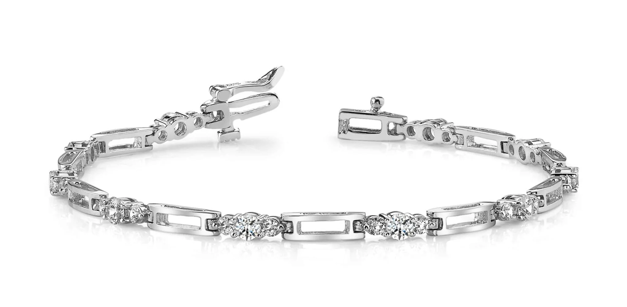 Rectangle Link Diamond Bracelet with 1.00 ct.(finished) 2.2mm, 3.2mm - Image 4