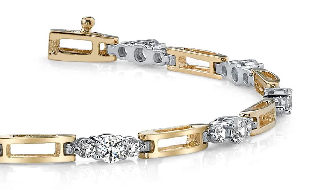 Rectangle Link Diamond Bracelet with 1.20 ct.(finished) 2.2mm, 3.2mm - Image 2