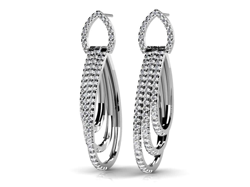 Red Carpet Diamond Dangle Diamond Earrings with 3.12 ct.(finished) 1.6mm