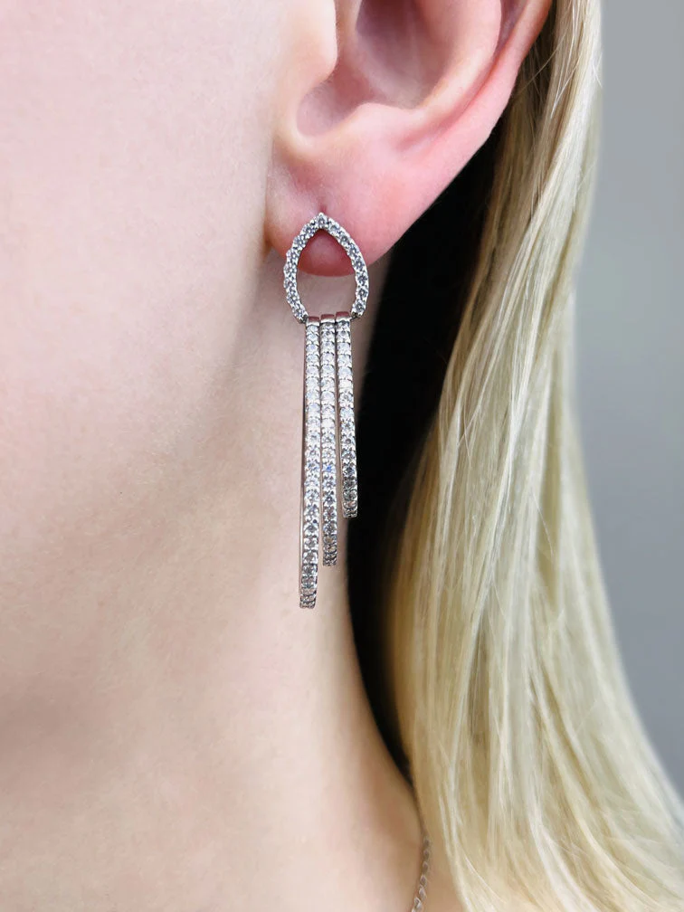 Red Carpet Diamond Dangle Diamond Earrings with 3.12 ct.(finished) 1.6mm - Image 3