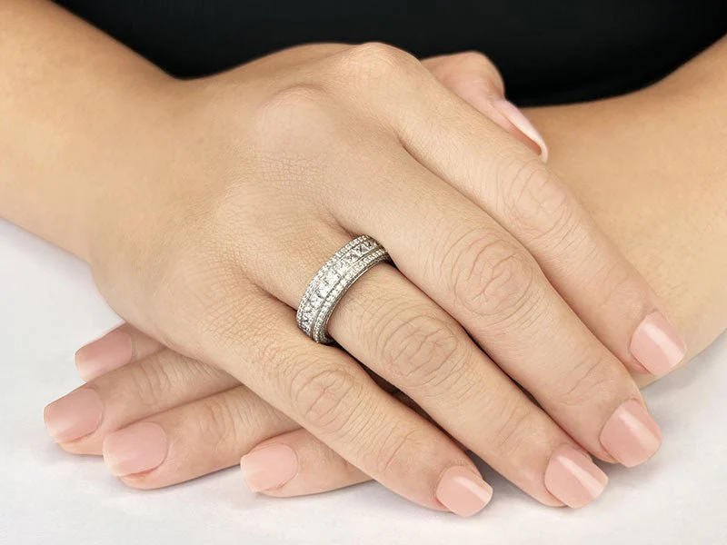 Regal Princess And Round Cut Diamond Eternity Diamond Ring with 3.77 ct.(finished) 1mm, 2.5mm - Image 3