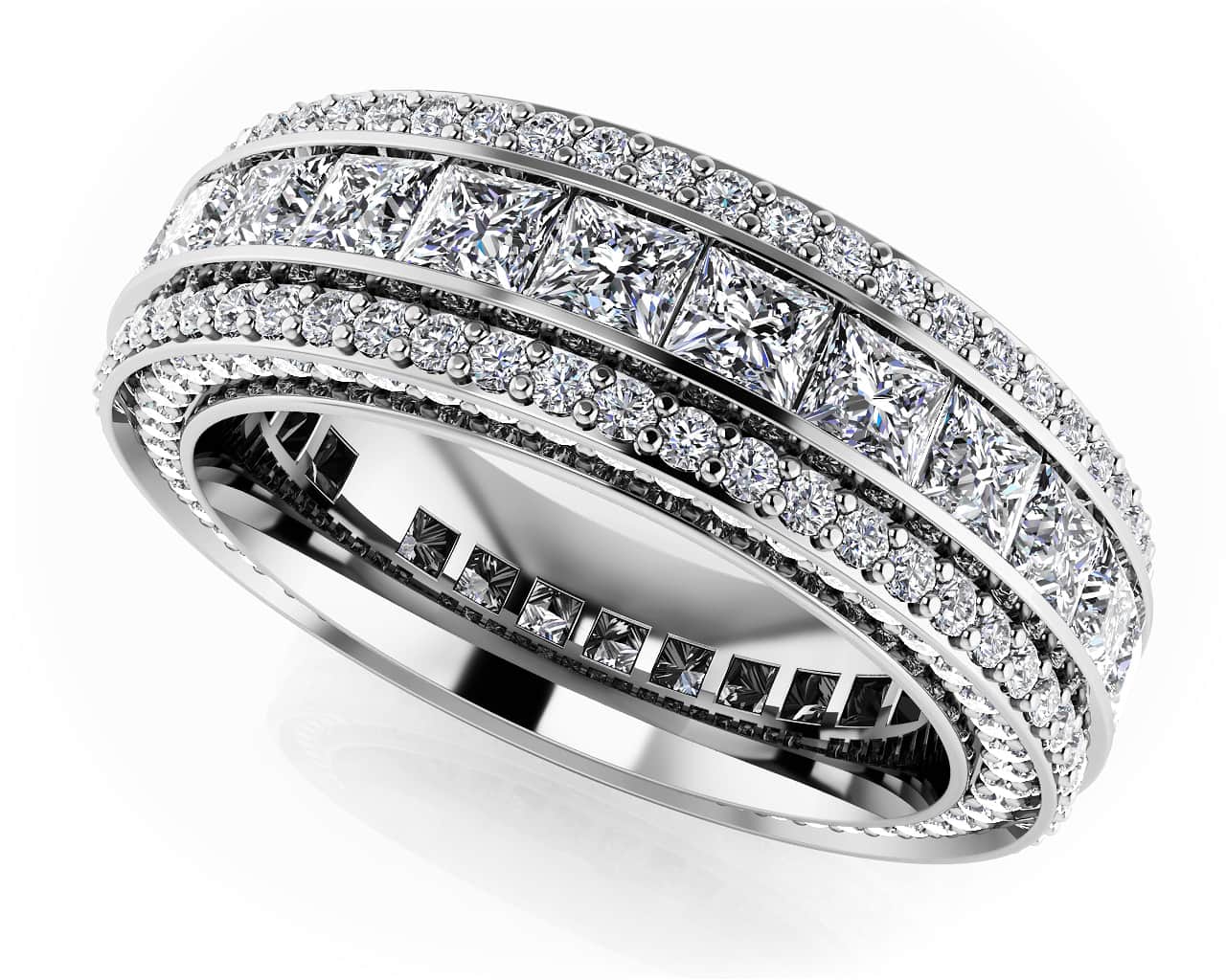 Regal Princess And Round Cut Diamond Eternity Lab-Grown Diamond Ring with 3.77 ct.(finished) 1mm, 2.5mm