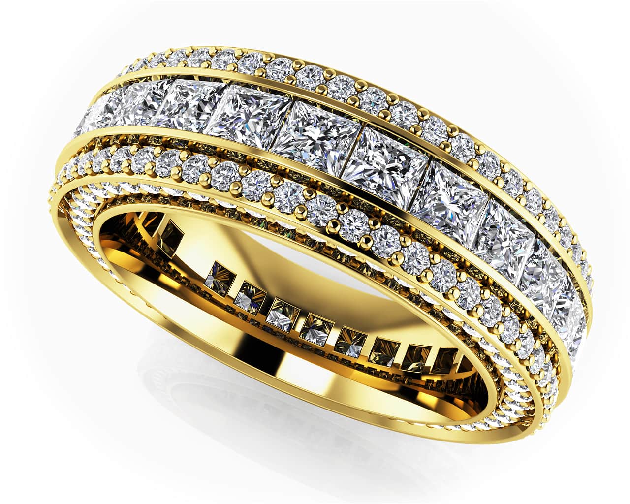 Regal Princess And Round Cut Diamond Eternity Lab-Grown Diamond Ring with 3.77 ct.(finished) 1mm, 2.5mm - Image 2