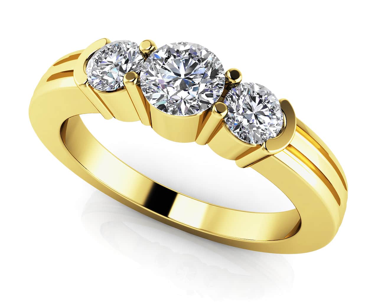 Ridged Band Triple Lab-Grown Diamond  Ring with 0.51 ct.(finished) 3.2mm, 4mm - Image 2