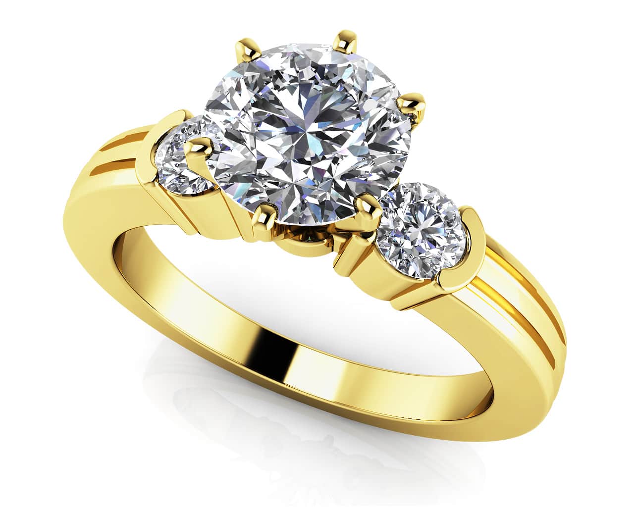 Ridged Diamond Side Accent Solitaire Lab-Grown Diamond  with 1.76 ct. (1.50 ct. center diamond) - Image 2