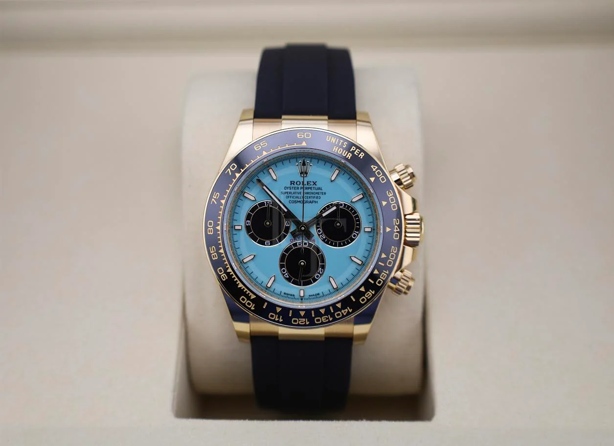 Rolex Cosmograph Daytona 40mm Yellow Gold Turquoise Blue Black Dial Cerachrom Bezel Oysterflex Bracelet - 126518LN - 2025 - Image 3