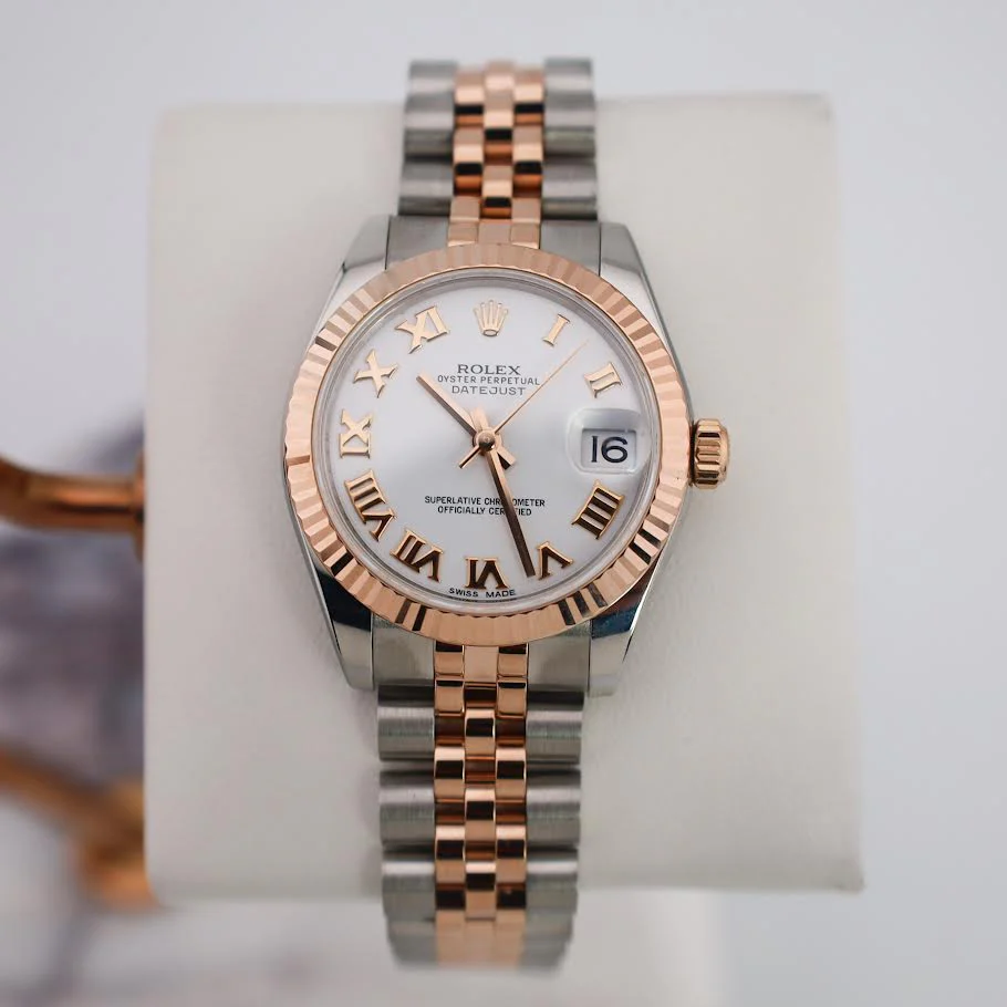 Rolex Datejust 31 Lady Midsize Rose Gold/Steel White Roman Dial & Fluted Bezel Jubilee Bracelet 178271 - Image 2