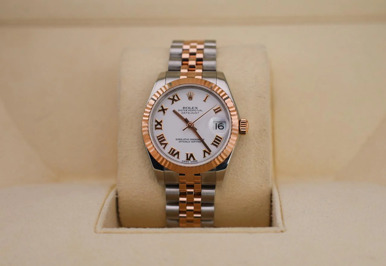 Rolex Datejust 31 Lady Midsize Rose Gold/Steel White Roman Dial & Fluted Bezel Jubilee Bracelet 178271 - Image 3