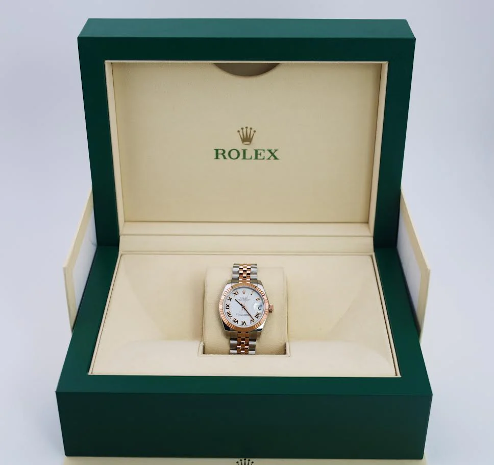 Rolex Datejust 31 Lady Midsize Rose Gold/Steel White Roman Dial & Fluted Bezel Jubilee Bracelet 178271 - Image 4