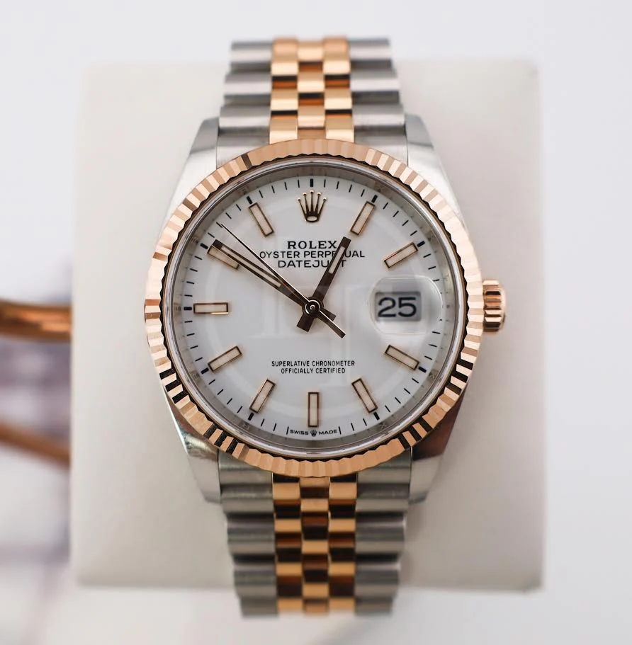 Rolex Datejust 36 Rose Gold/Steel White Index Dial & Fluted Bezel Jubilee Bracelet 126231 - Image 2