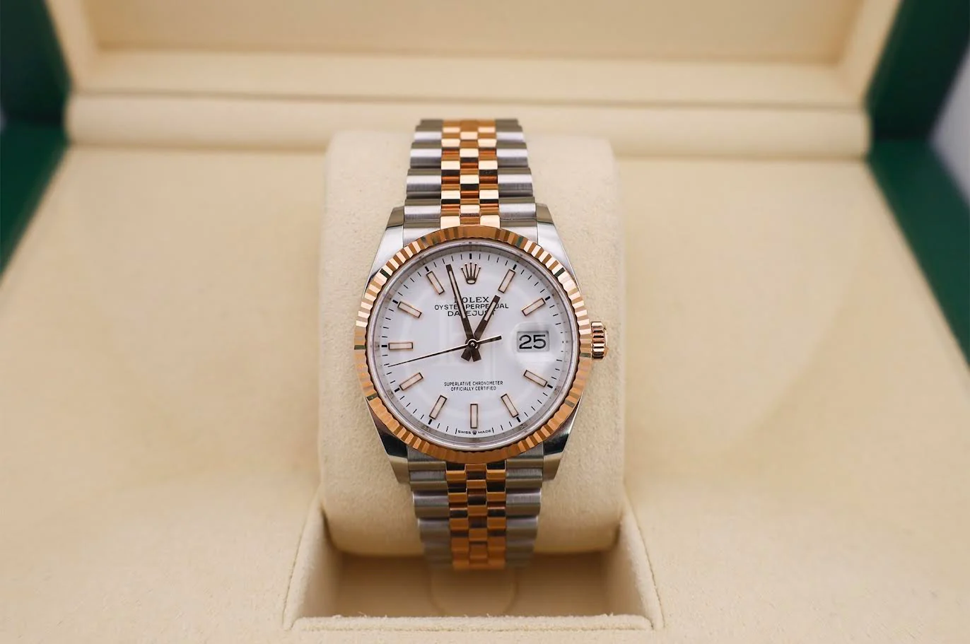 Rolex Datejust 36 Rose Gold/Steel White Index Dial & Fluted Bezel Jubilee Bracelet 126231 - Image 3