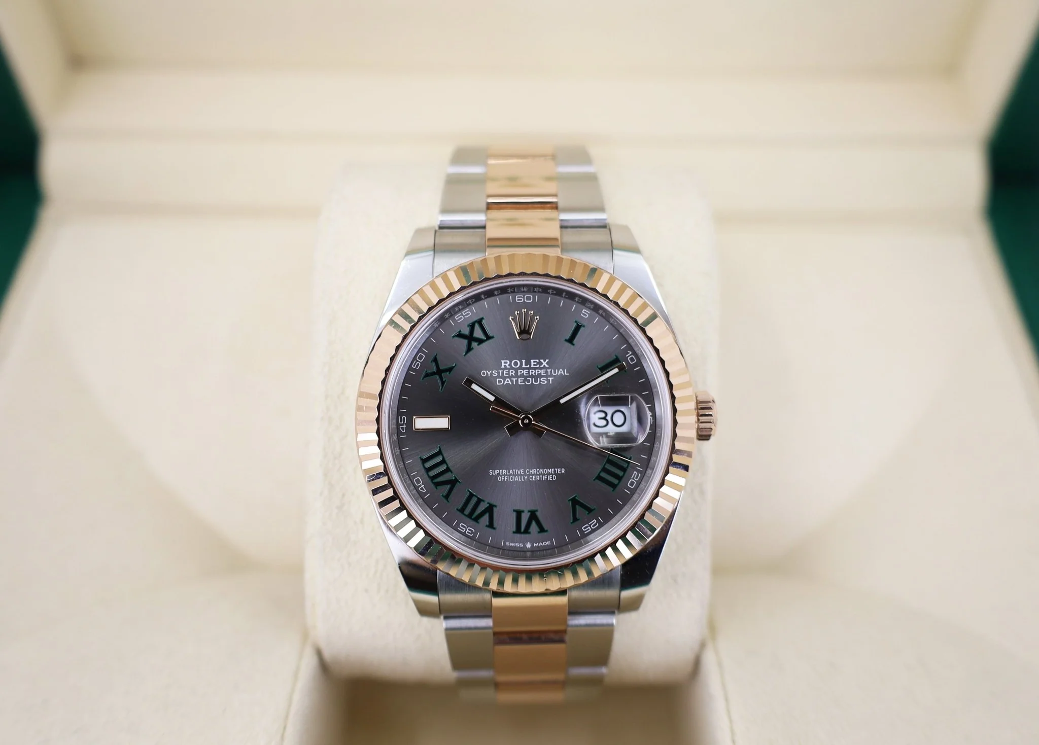 Rolex Datejust 36 Rose Gold/Steel "Wimbledon" Slate Roman Dial & Fluted Bezel Oyster Bracelet 126231 - Image 2