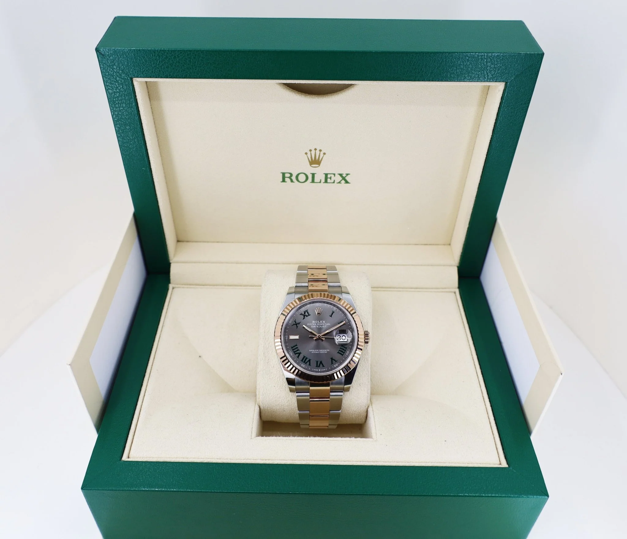 Rolex Datejust 36 Rose Gold/Steel "Wimbledon" Slate Roman Dial & Fluted Bezel Oyster Bracelet 126231 - Image 3