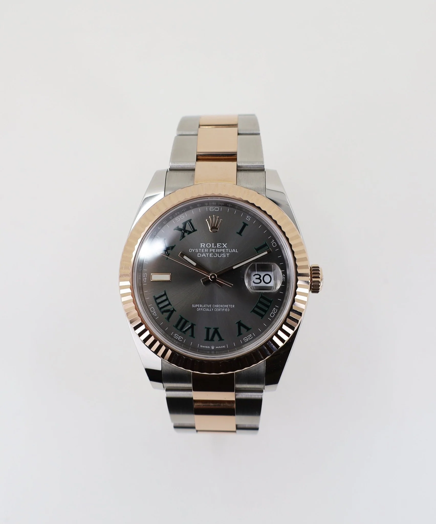 Rolex Datejust 36 Rose Gold/Steel "Wimbledon" Slate Roman Dial & Fluted Bezel Oyster Bracelet 126231 - Image 4