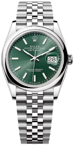 Rolex Datejust 36 Stainless Steel Mint Green Index Dial & Smooth Domed Bezel Jubilee Bracelet 126200