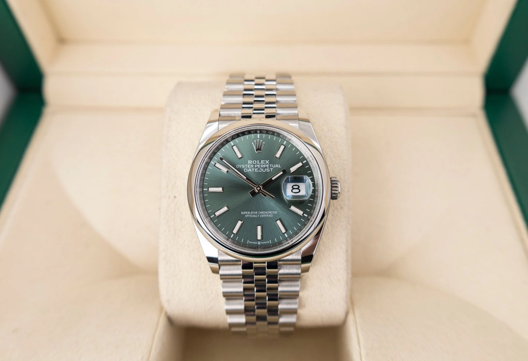 Rolex Datejust 36 Stainless Steel Mint Green Index Dial & Smooth Domed Bezel Jubilee Bracelet 126200 - Image 2