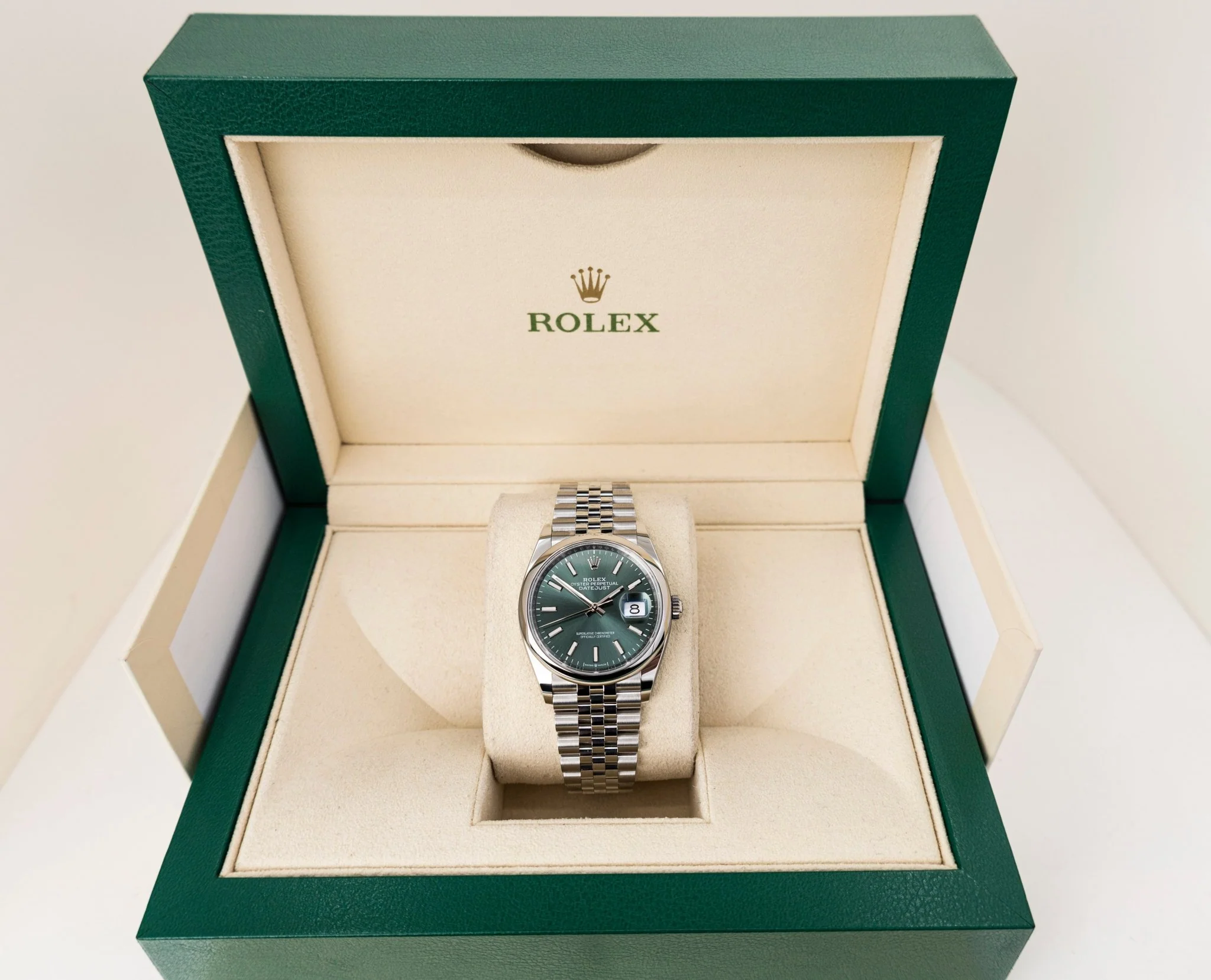 Rolex Datejust 36 Stainless Steel Mint Green Index Dial & Smooth Domed Bezel Jubilee Bracelet 126200 - Image 3