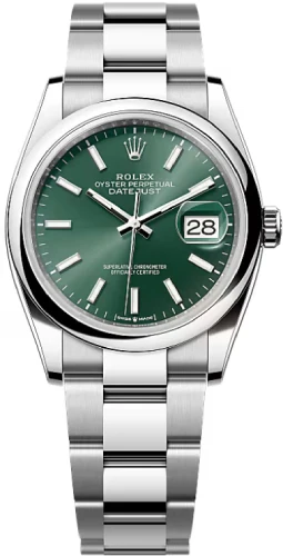 Rolex Datejust 36 Stainless Steel Mint Green Index Dial & Smooth Domed Bezel Oyster Bracelet 126200