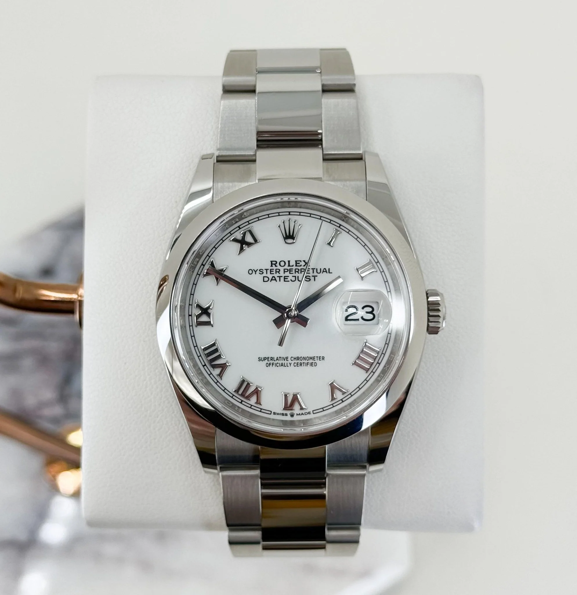Rolex Datejust 36 Stainless Steel White Roman Dial & Smooth Domed Bezel Oyster Bracelet 126200 - Image 2