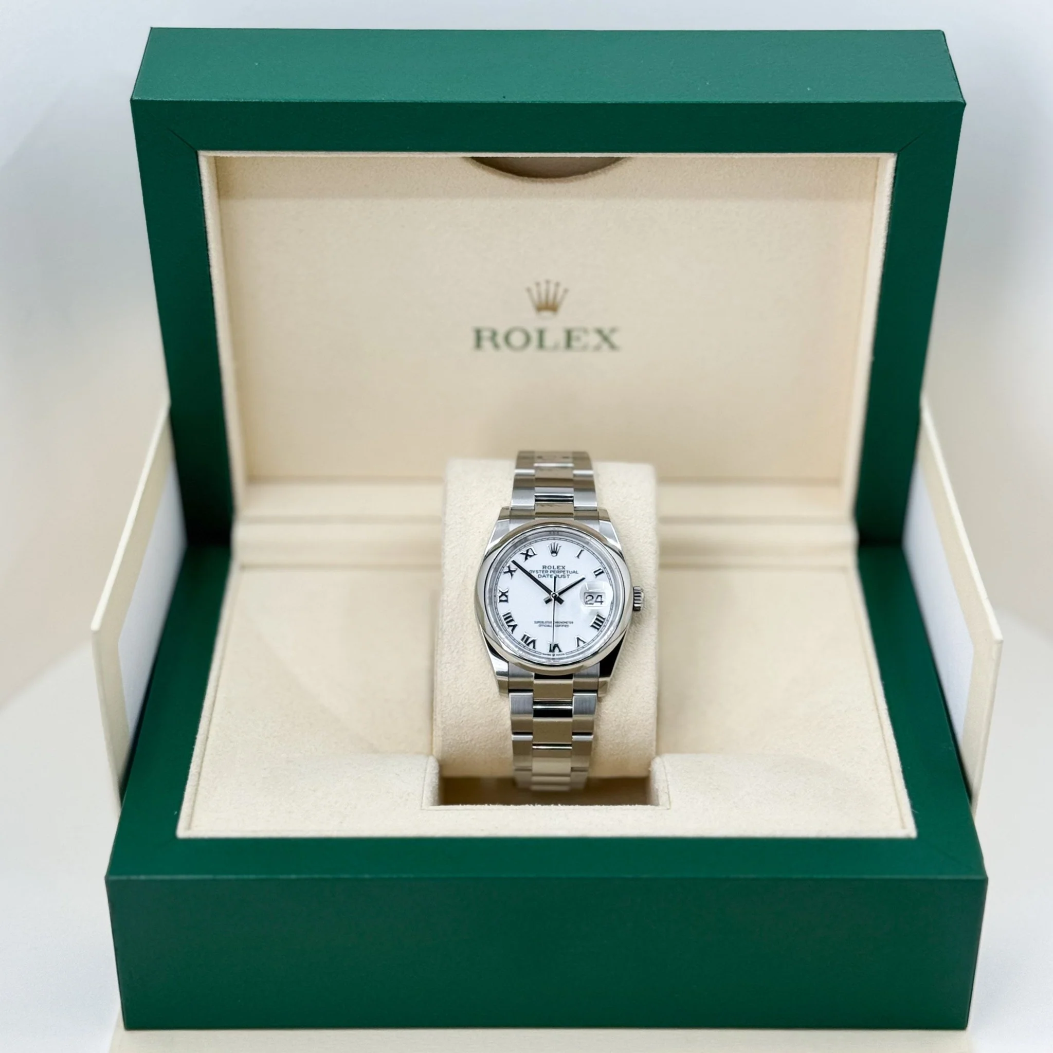 Rolex Datejust 36 Stainless Steel White Roman Dial & Smooth Domed Bezel Oyster Bracelet 126200 - Image 4