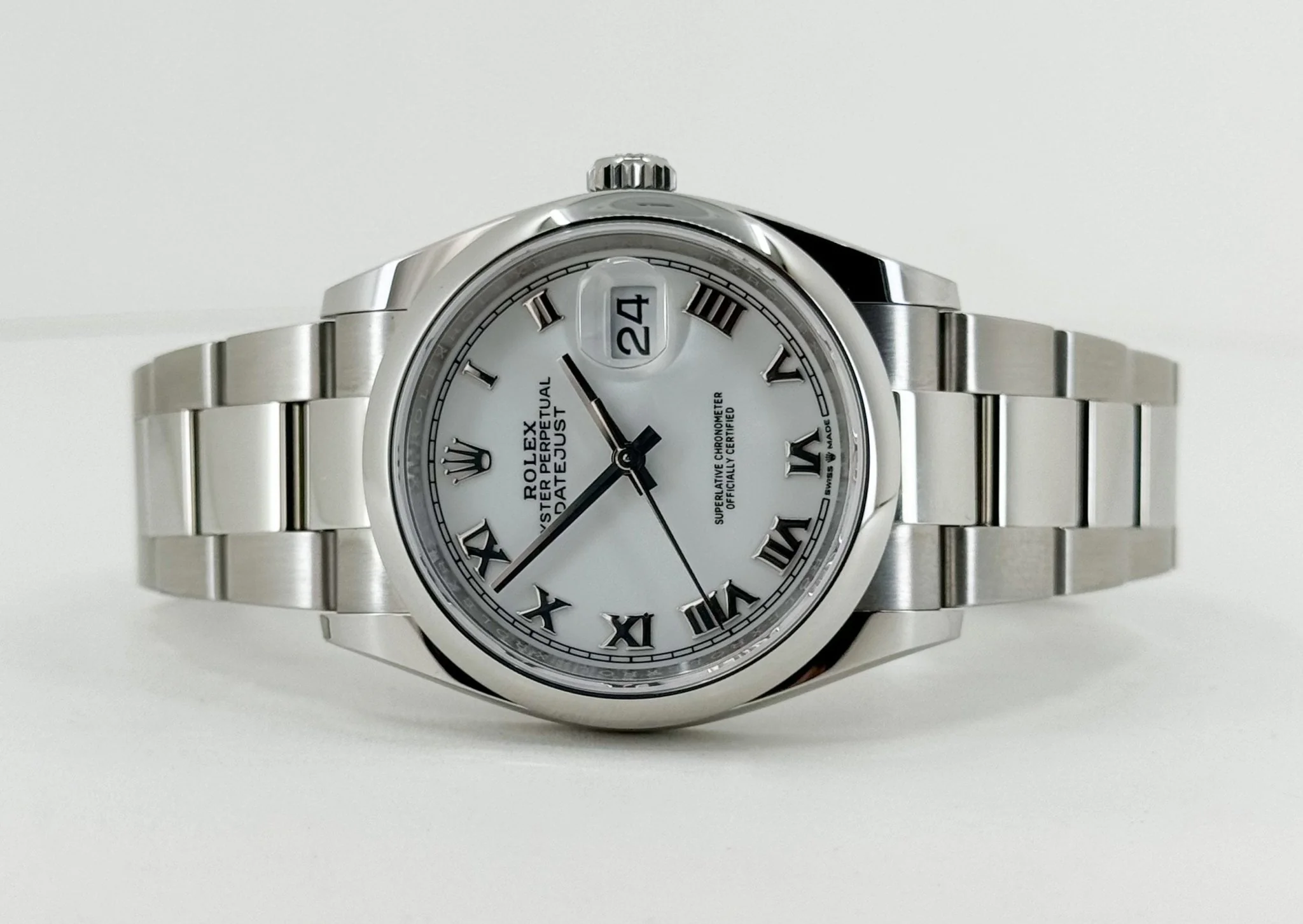 Rolex Datejust 36 Stainless Steel White Roman Dial & Smooth Domed Bezel Oyster Bracelet 126200 - Image 5
