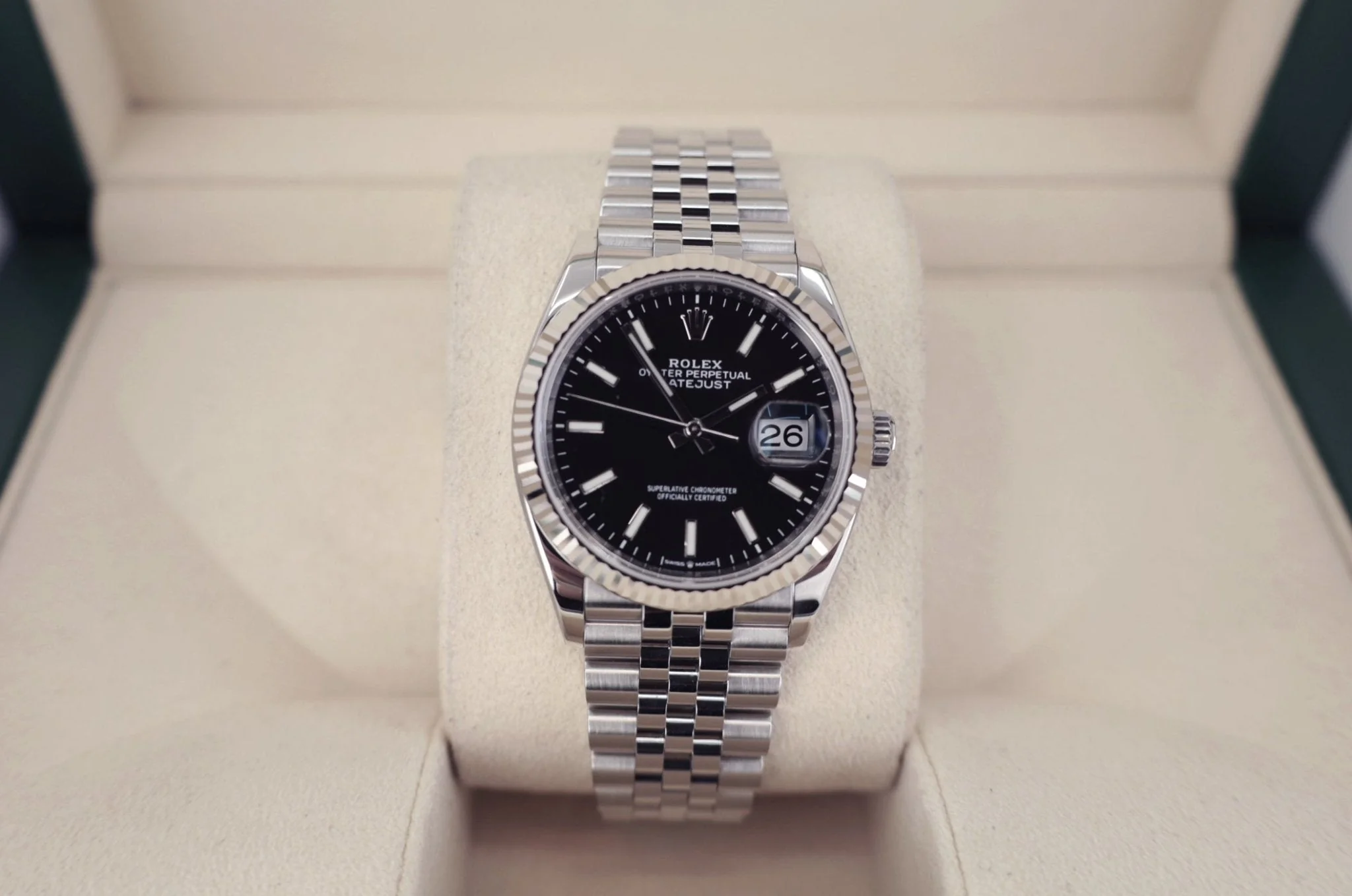 Rolex Datejust 36 White Gold Black Index Dial & Fluted Bezel Jubilee Bracelet 126234 - Image 3