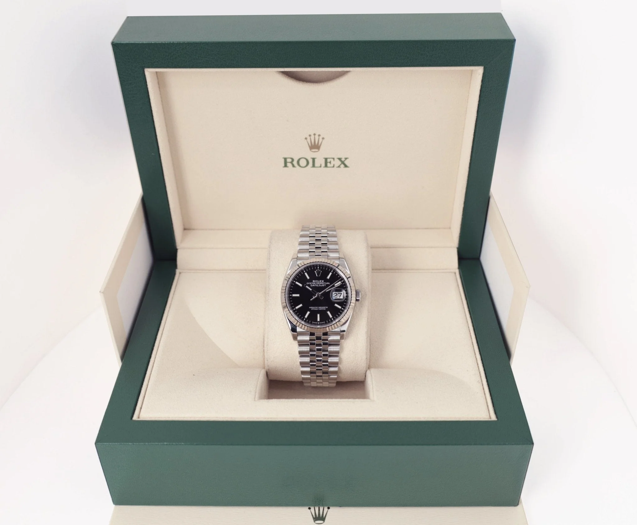 Rolex Datejust 36 White Gold Black Index Dial & Fluted Bezel Jubilee Bracelet 126234 - Image 4