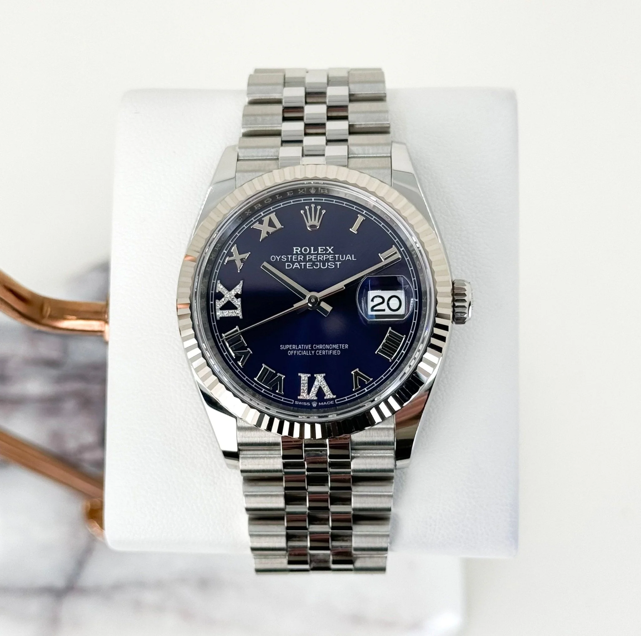 Rolex Datejust 36 White Gold/Steel Aubergine Roman & Diamond Dial & Fluted Bezel Jubilee Bracelet 126234 - Image 2