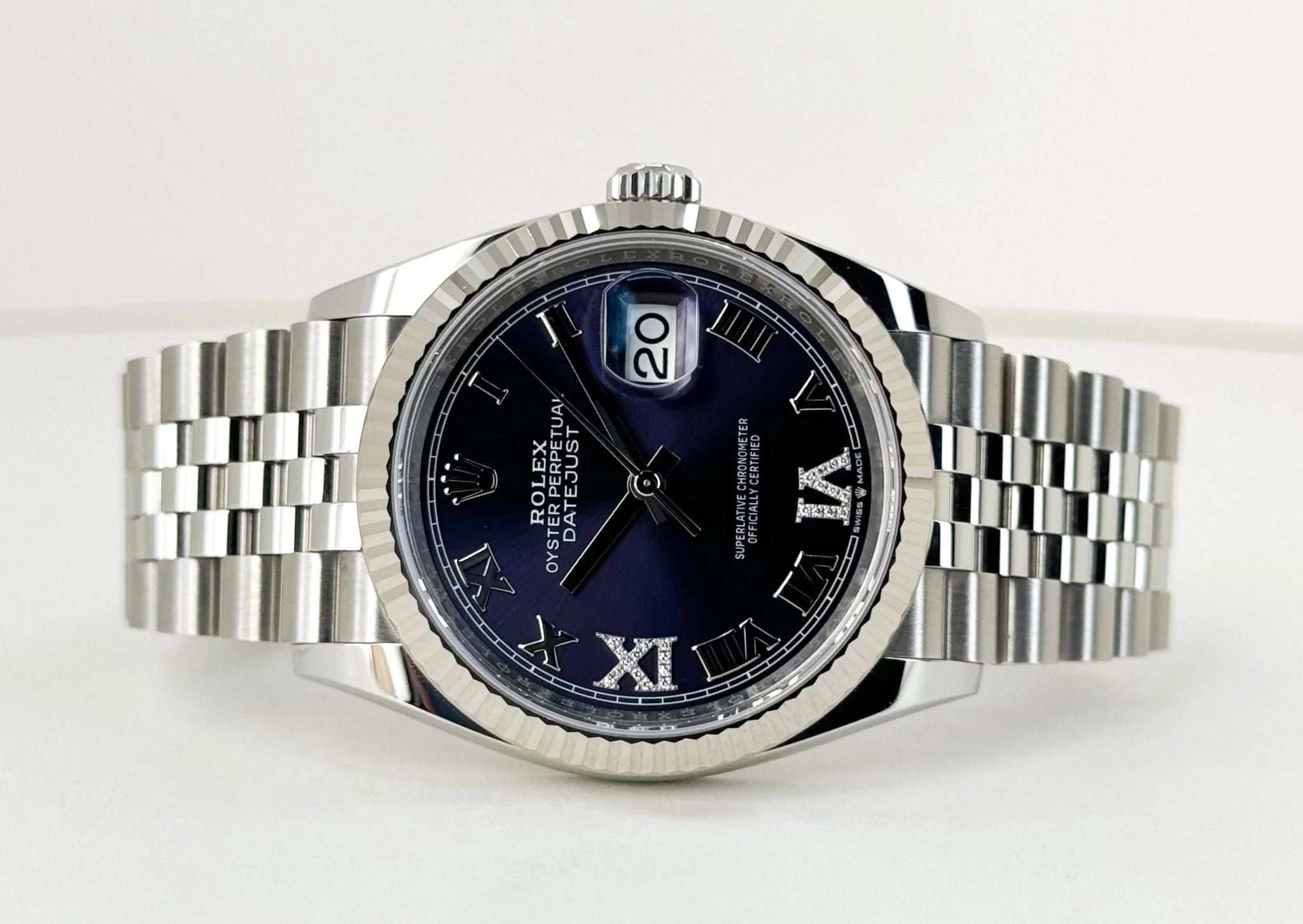 Rolex Datejust 36 White Gold/Steel Aubergine Roman & Diamond Dial & Fluted Bezel Jubilee Bracelet 126234 - Image 5