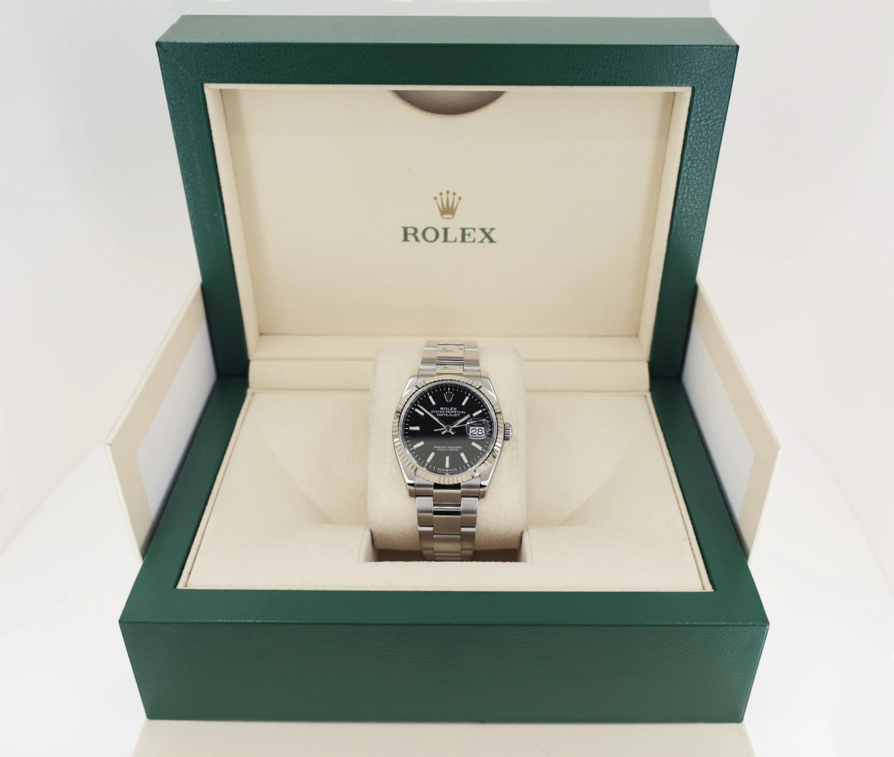 Rolex Datejust 36 White Gold/Steel Black Index Dial & Fluted Bezel Oyster Bracelet 126234 - Image 3
