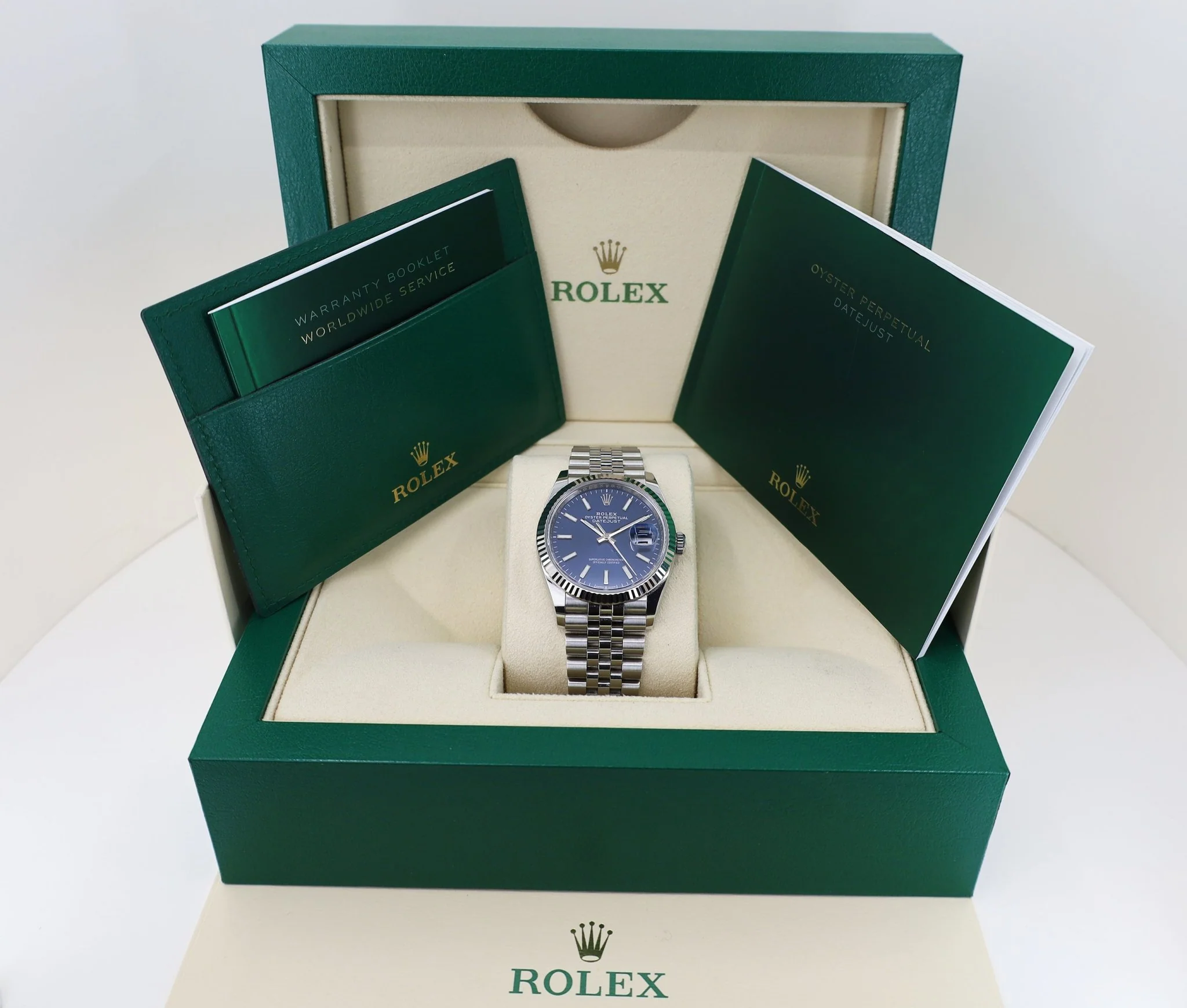 Rolex Datejust 36 White Gold/Steel Blue Index Dial & Fluted Bezel Jubilee Bracelet 126234 - Image 3